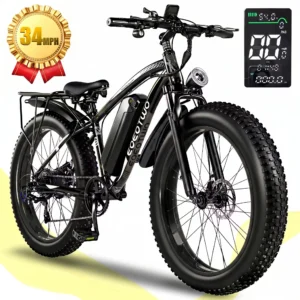 Fat Tire Ebike 34MPH High Speed Mountain Bicycle